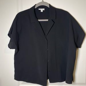 Frank and Oak- The Camp Collar Blouse in Black (M)